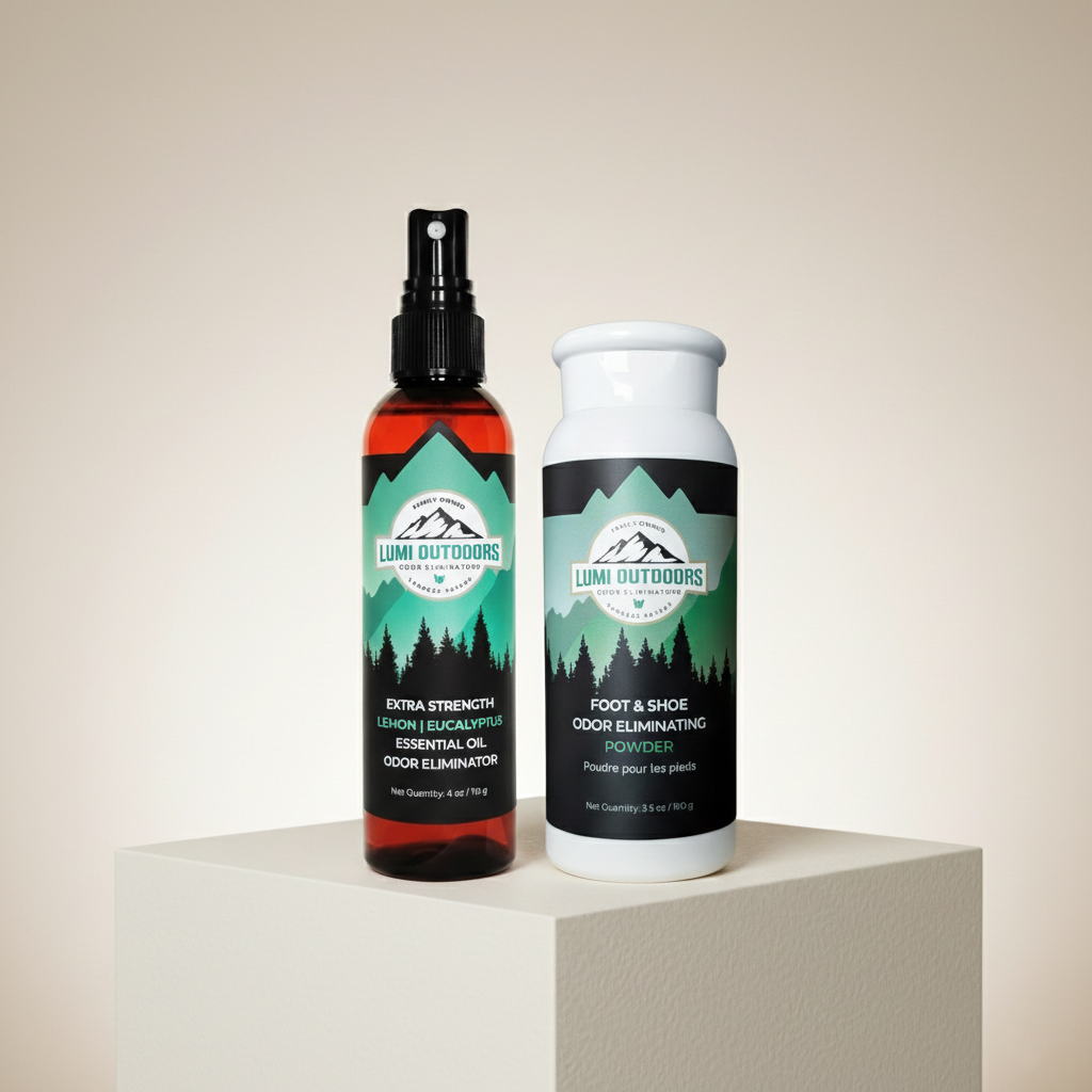 Lumi Outdoors Shoe Deodorizer Bundle | 1 Natural Spray & 1 Powder